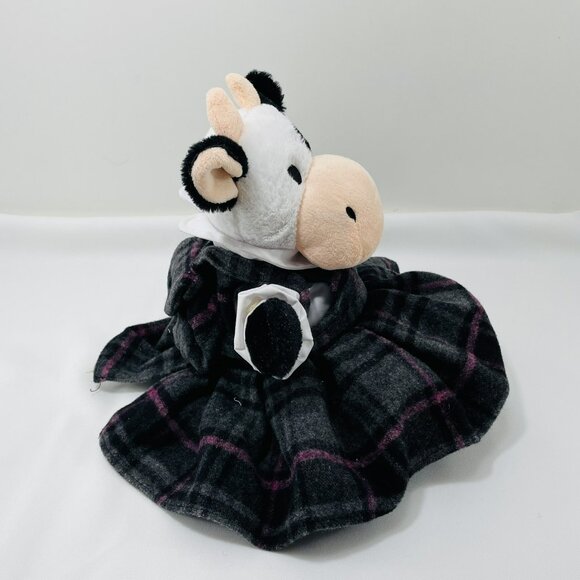 FAO Schwarz Cow Plush Toy 13” Dress Plaid Student School Uniform Backpack Outfit - Picture 3 of 12